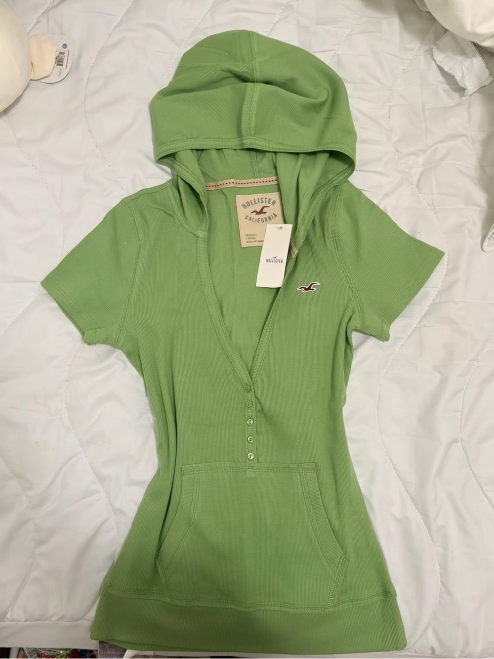 Hollister green hooded Henley